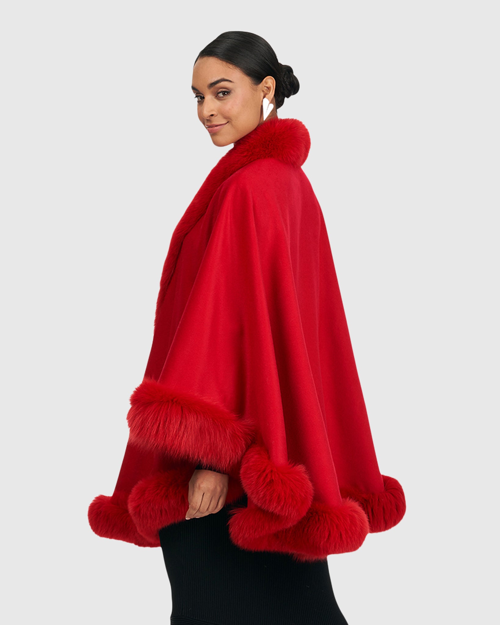 Cashmere Cape with Shadow Fox Trim