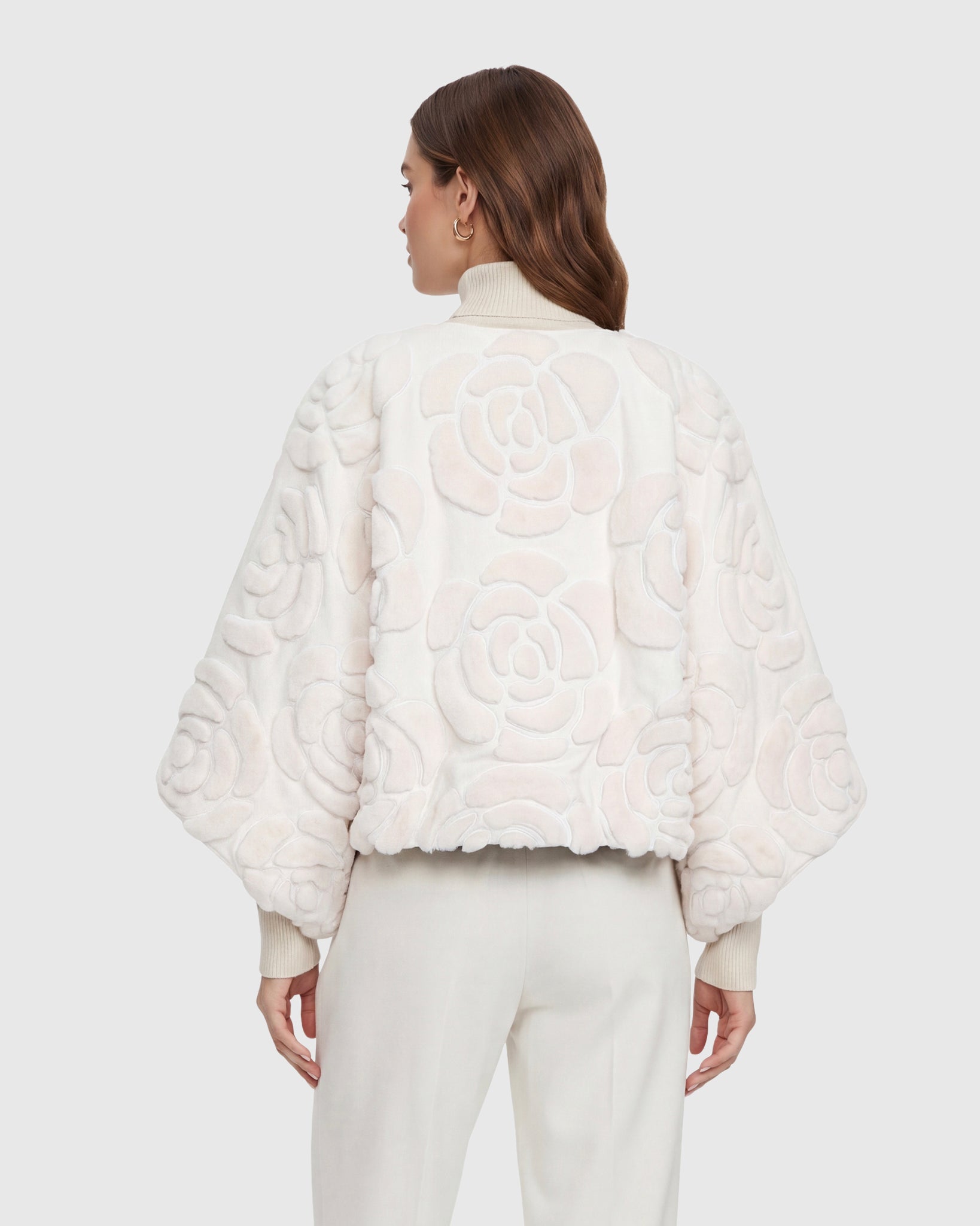 Select Shearling And Suede Lamb Floral Embroidered Jacket Reversible To Loro Piana Cashmere And Wool