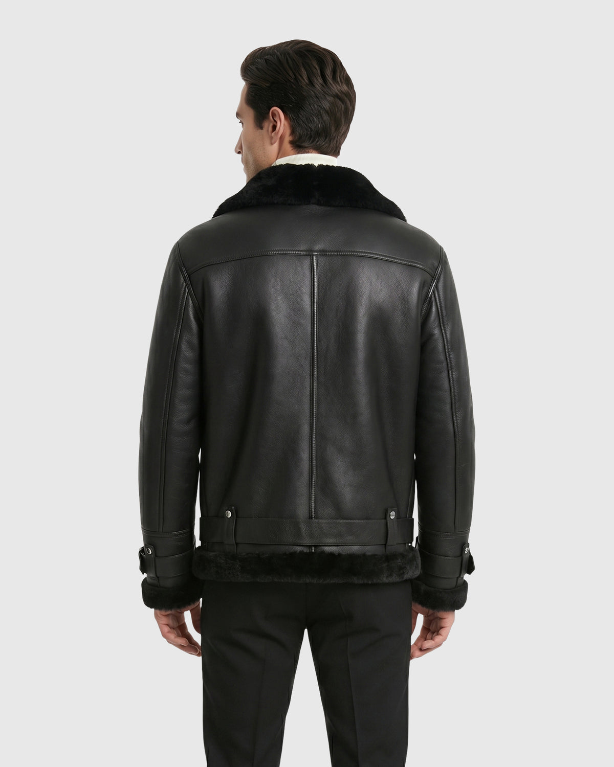 MEN'S SHEARLING LAMB MOTO ZIP JACKET