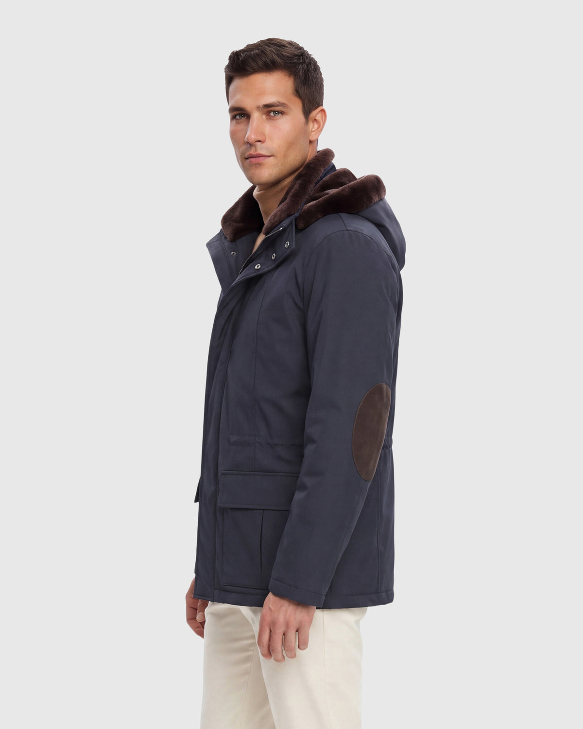 MEN'S WATER REPELLENT PARKA WITH SELECT SHEARLING LAMB TRIM