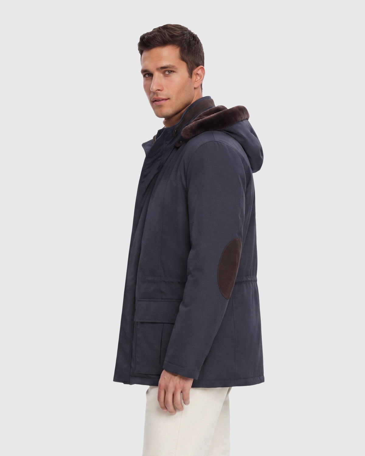 MEN'S WATER REPELLENT PARKA WITH SELECT SHEARLING LAMB TRIM