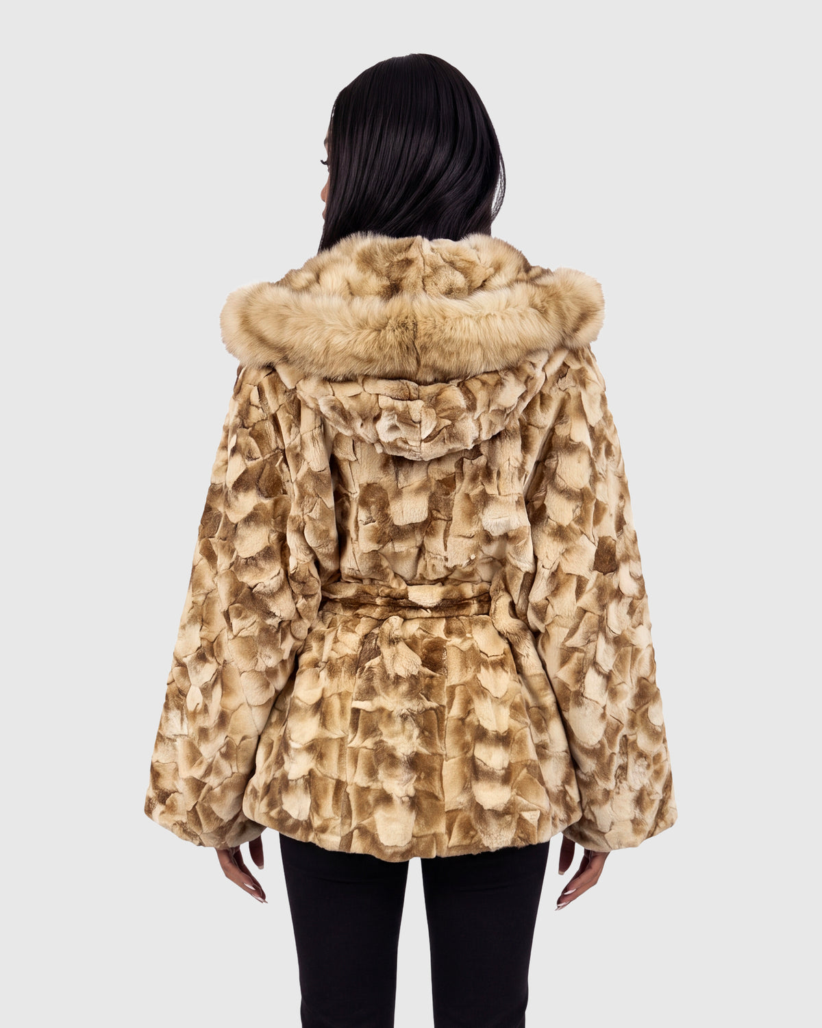 MINK SECTIONS CAPE WITH SABLE SECTIONS HOOD
