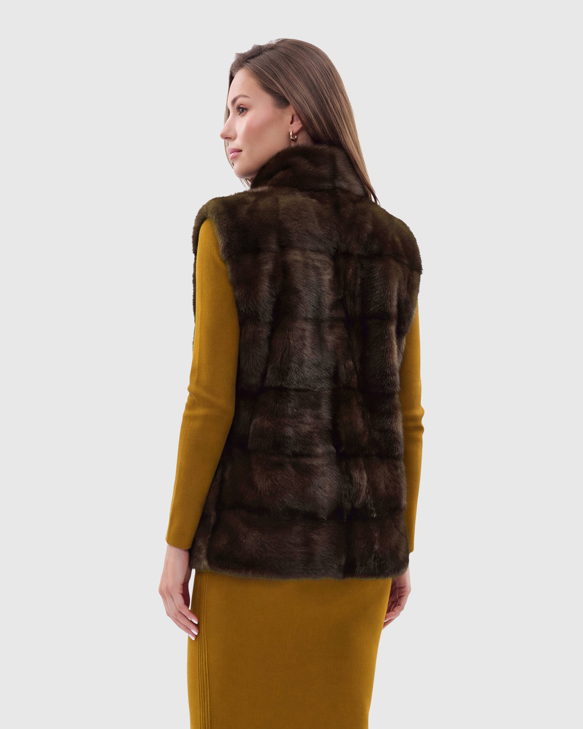 MINK VEST WITH STAND COLLAR