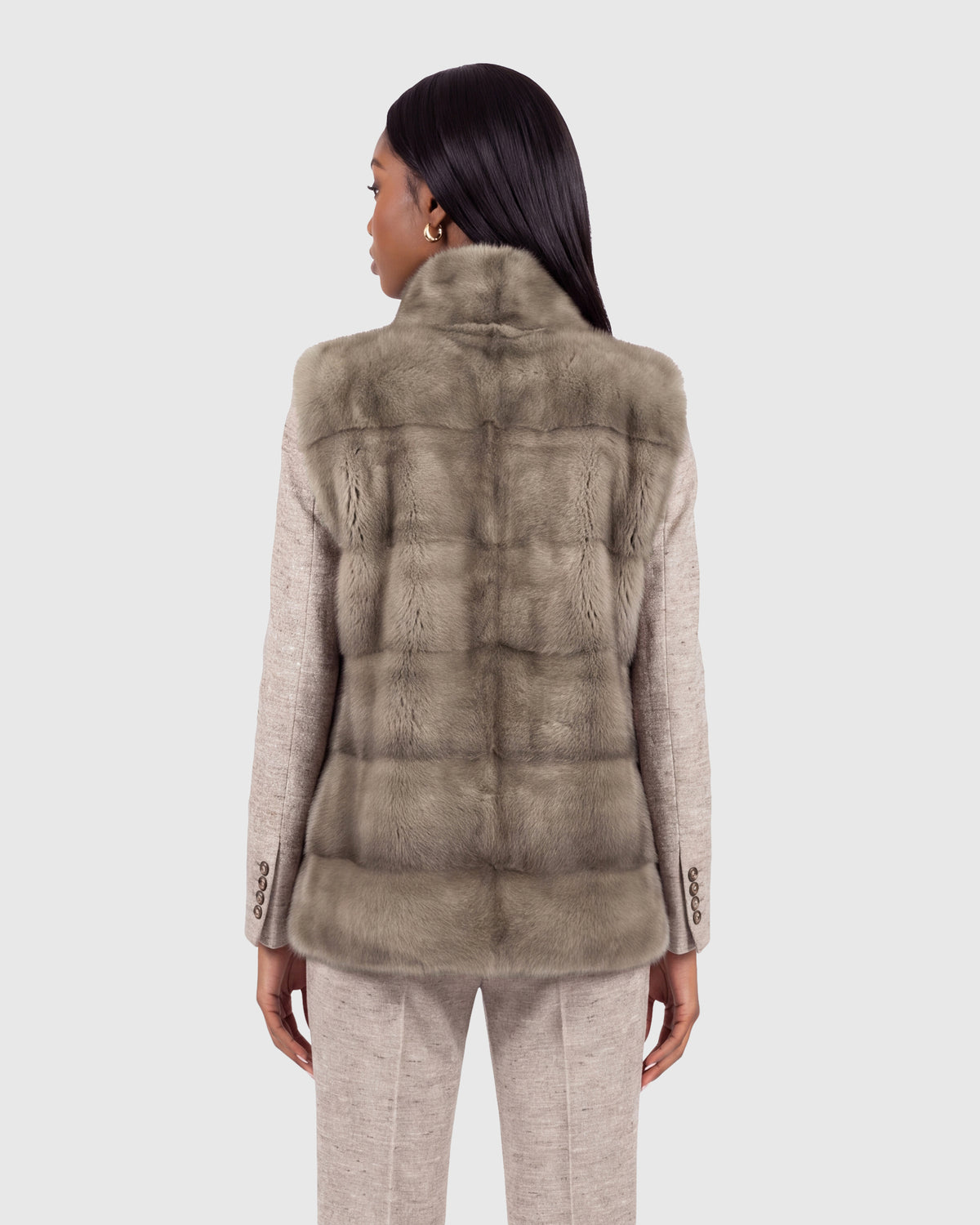MINK VEST WITH STAND COLLAR