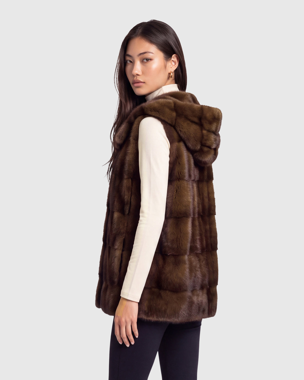 MINK VEST, HOOD
