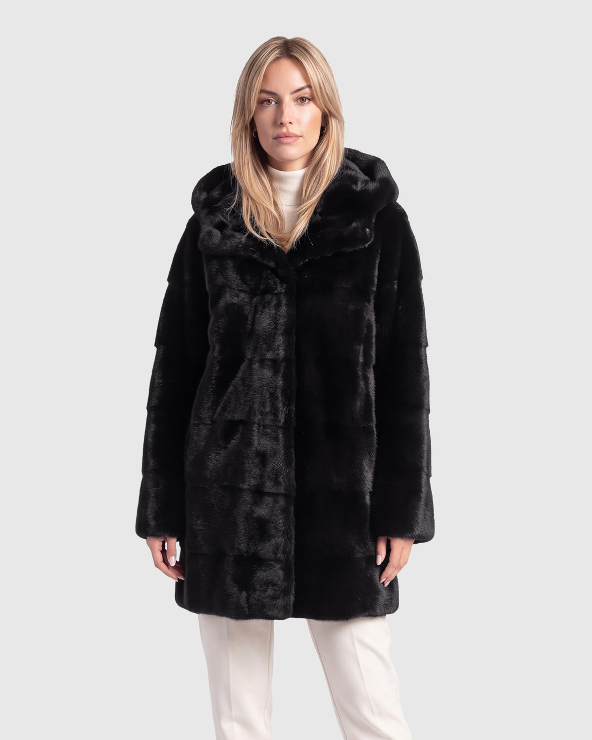 Mink jacket, hood