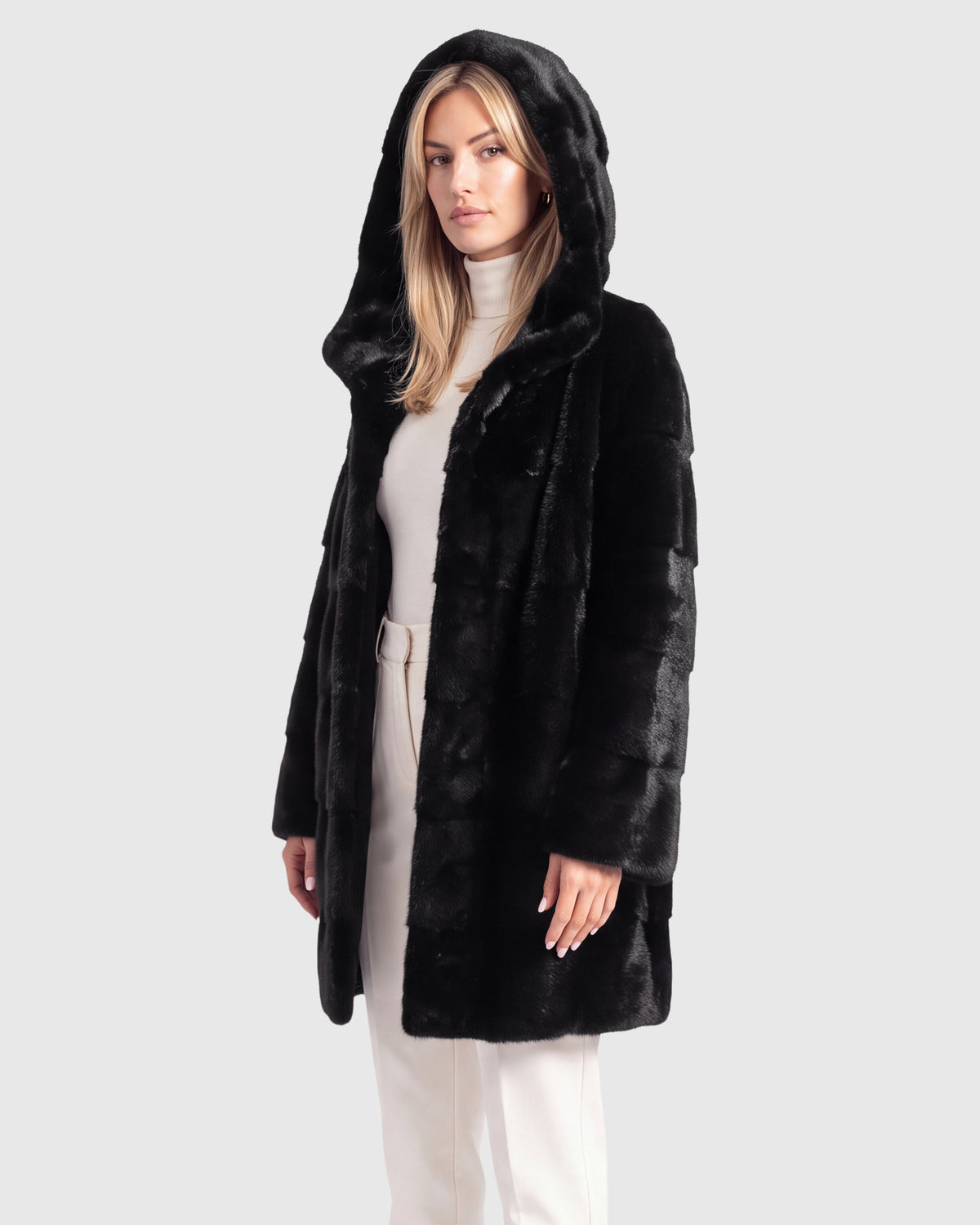 Mink jacket, hood