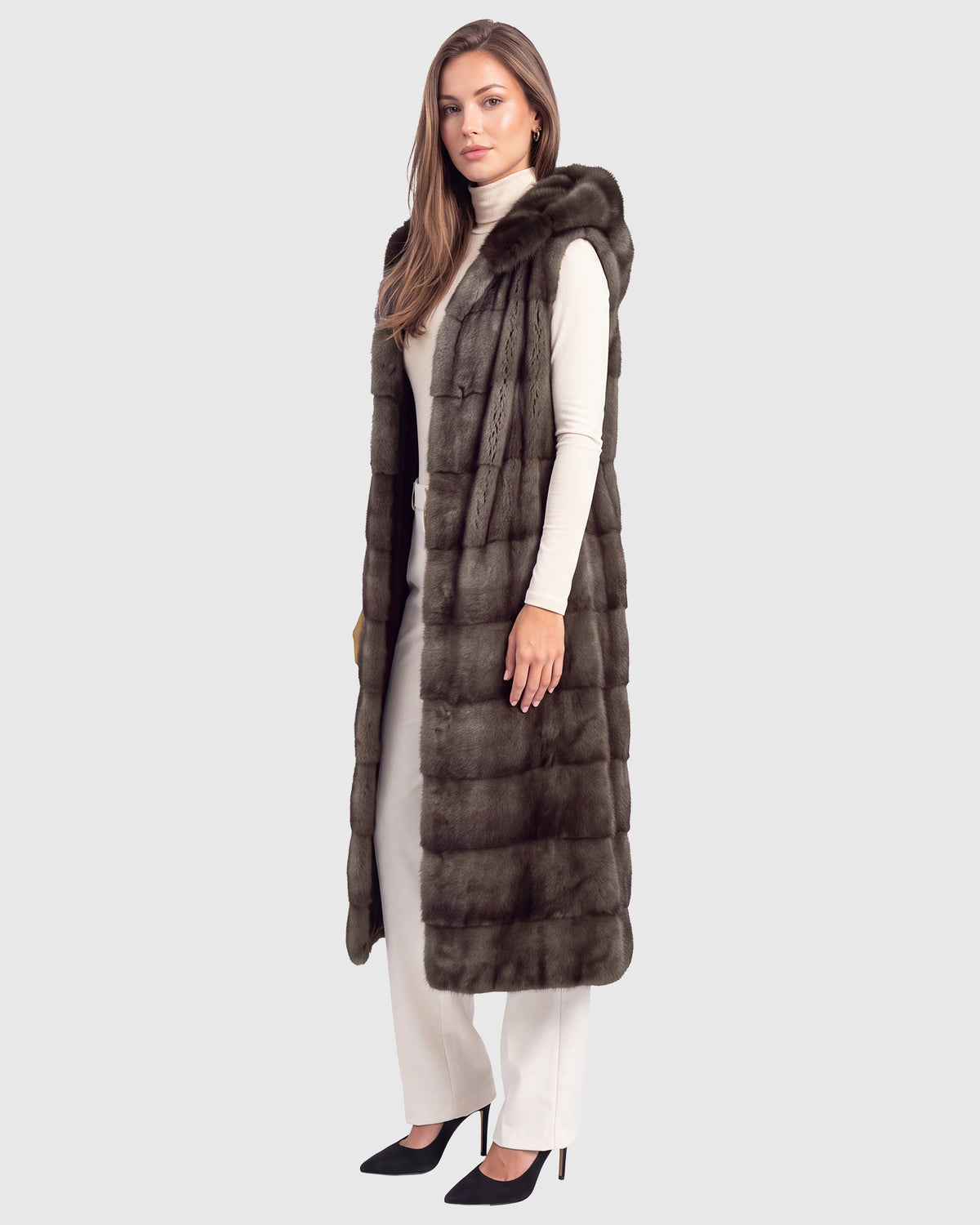 Mink vest with sable