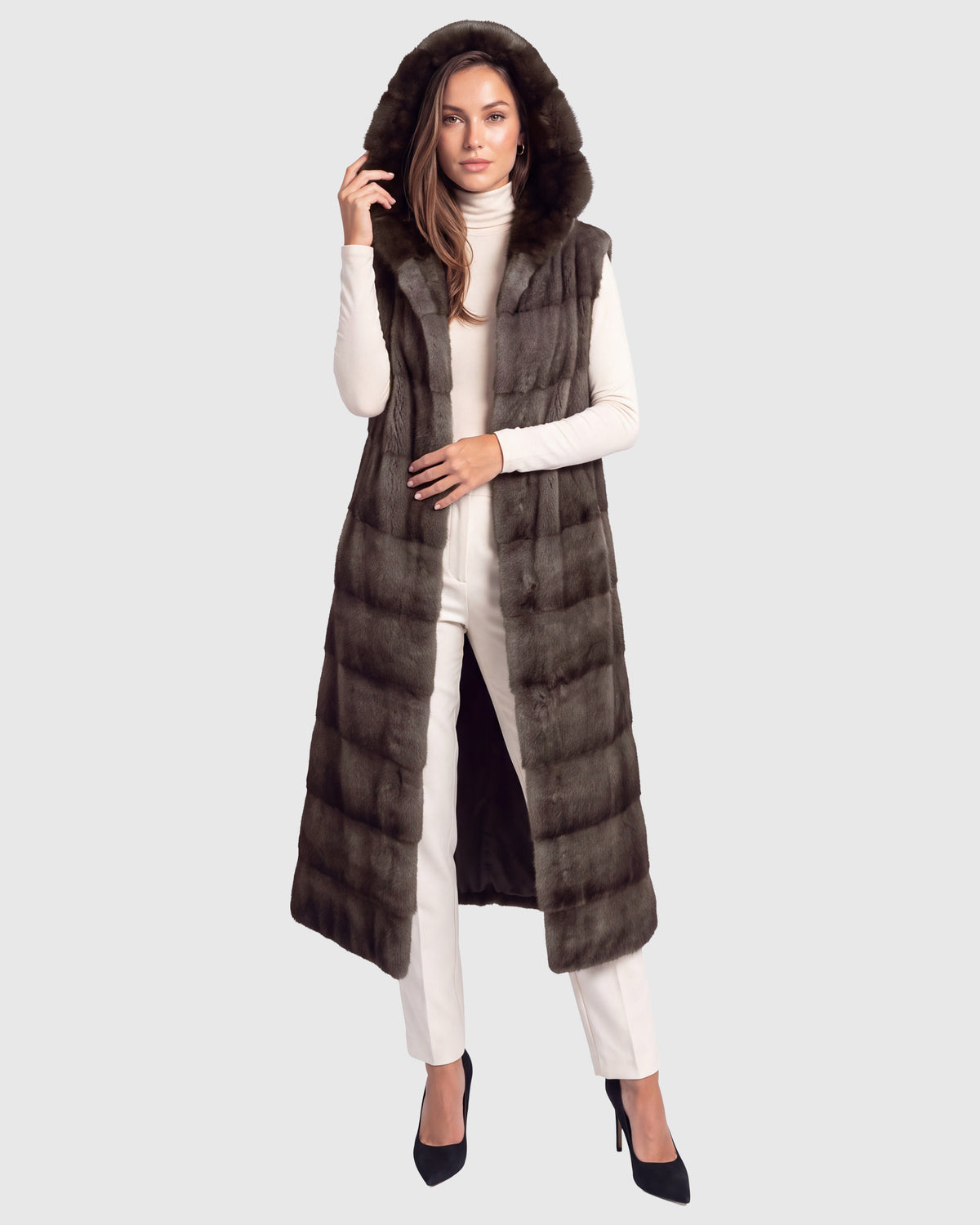 Mink vest with sable