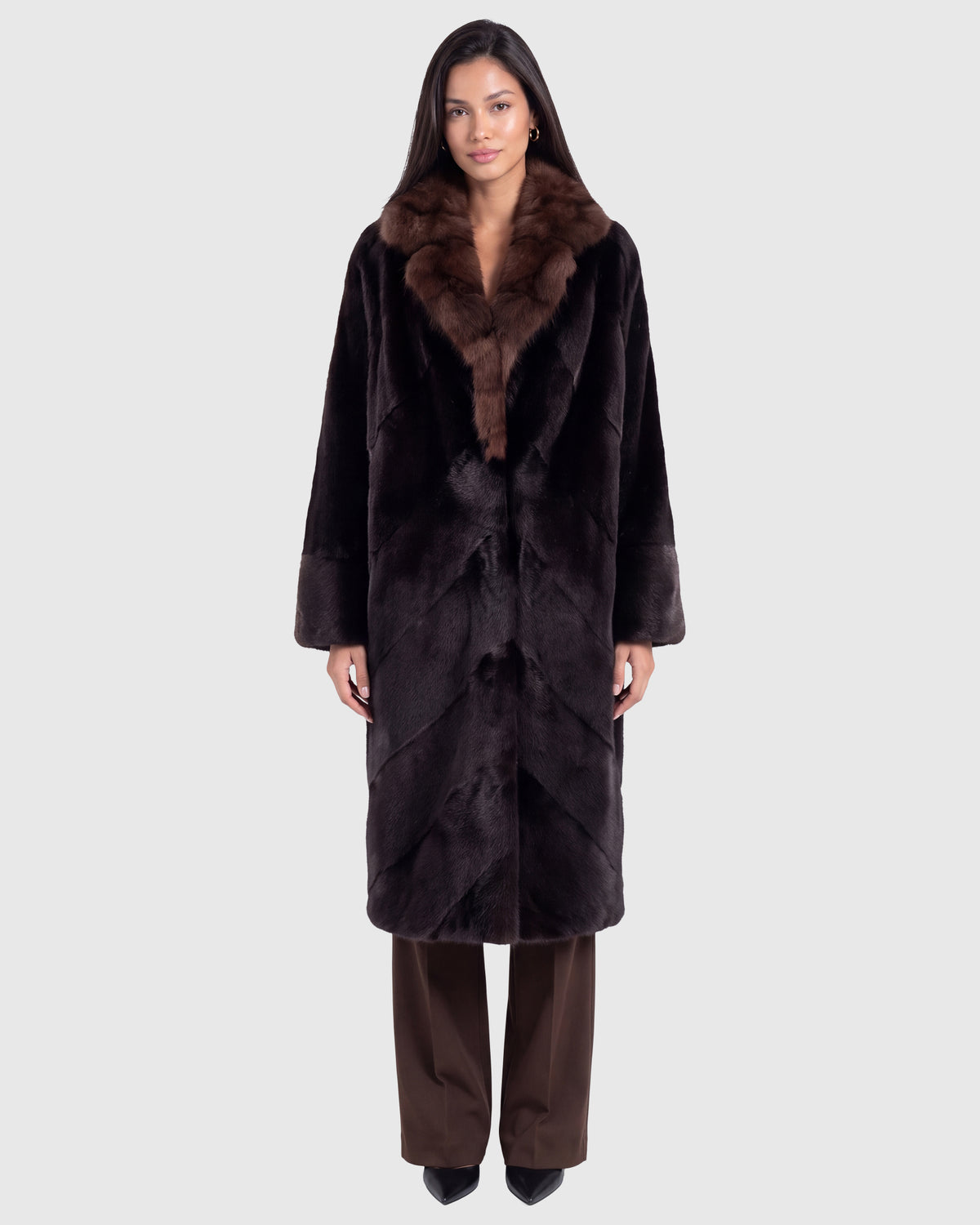 Mink short coat with sable collar