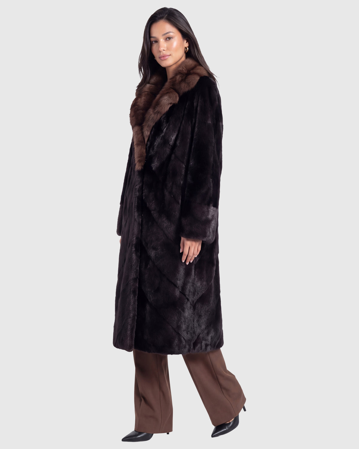 MINK SHORT COAT WITH SABLE COLLAR