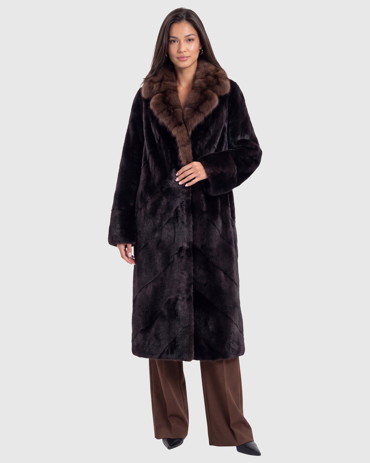 Mink short coat with sable collar