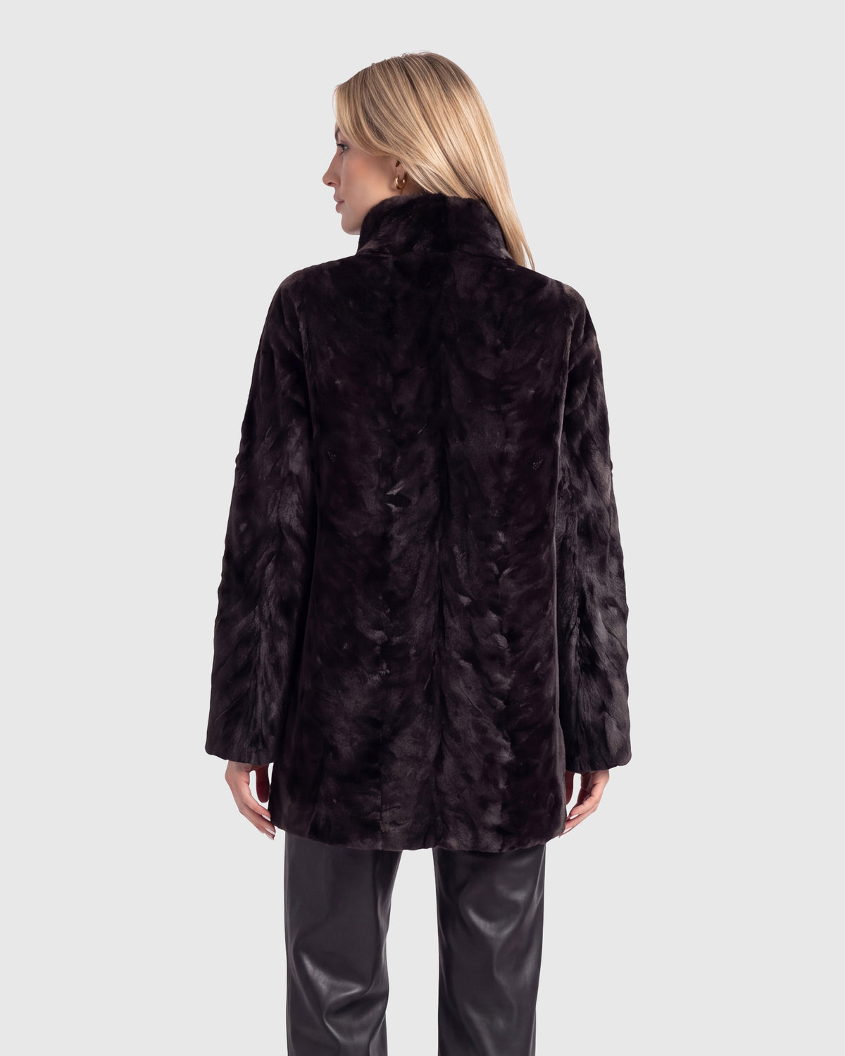 REVERSIBLE MINK SHEARED SECTIONS JACKET WITH MINK COLLAR