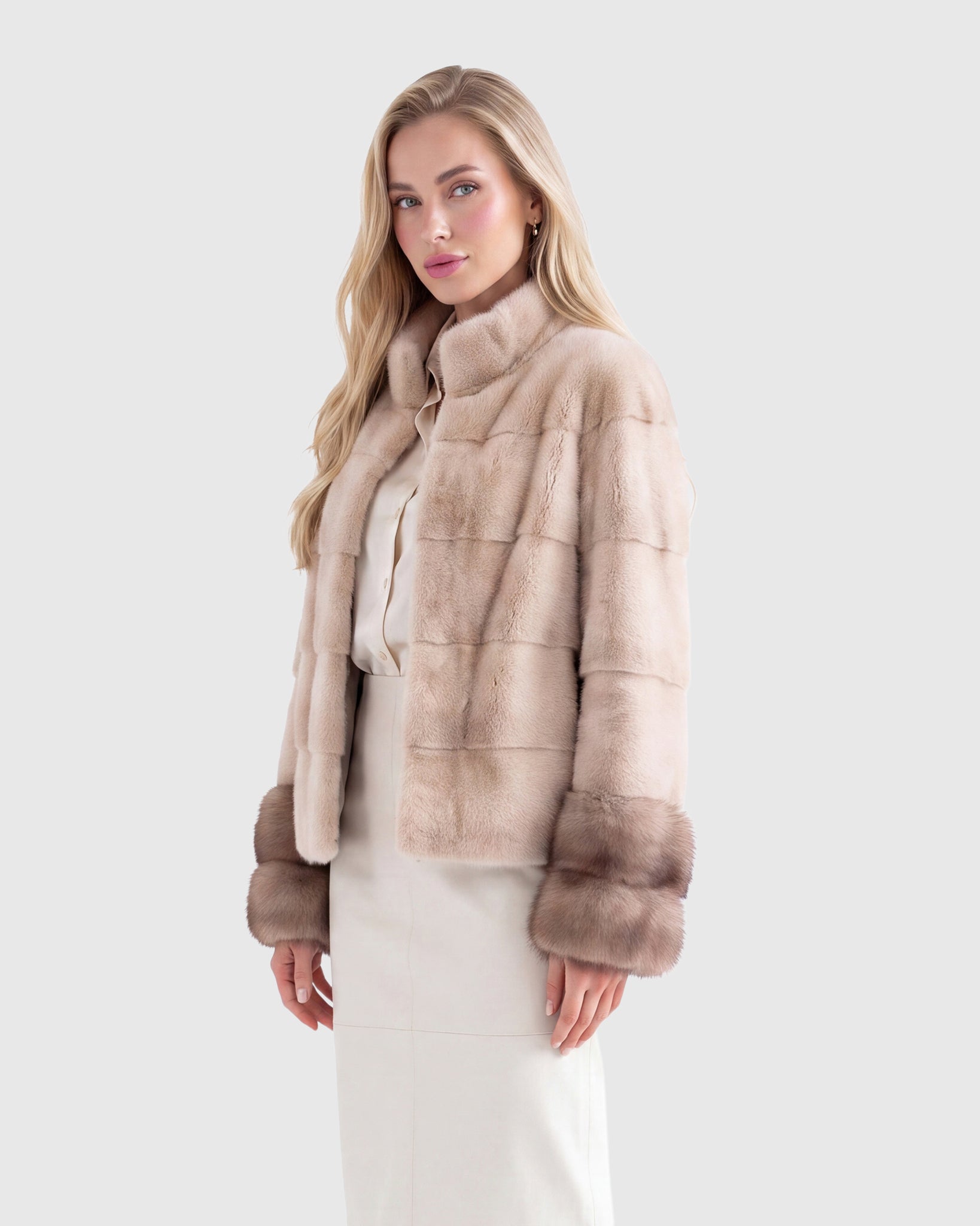 MINK JACKET WITH STONE MARTEN CUFFS
