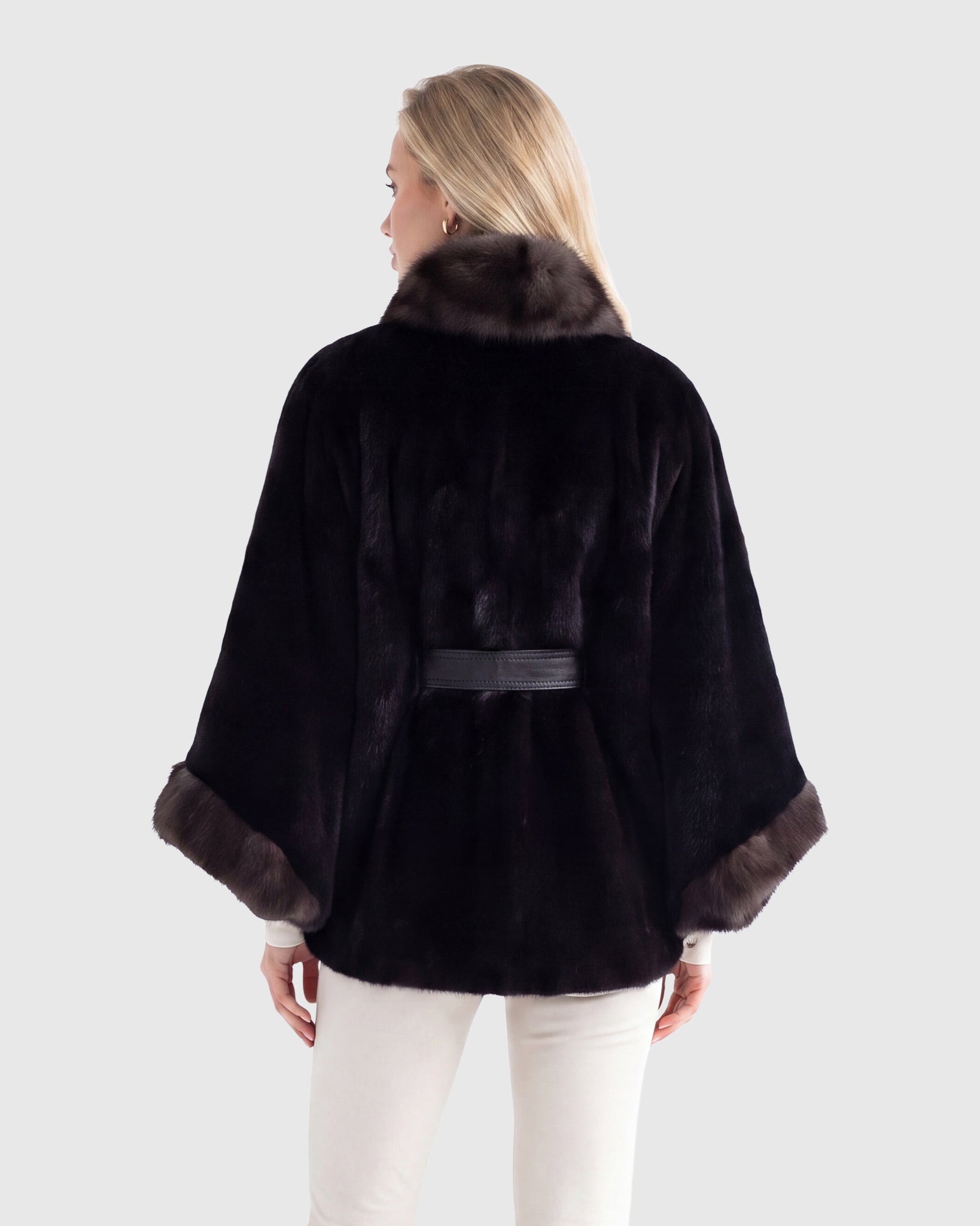 MINK JACKET WITH STONE MARTEN TUXEDO COLLAR & CUFFS