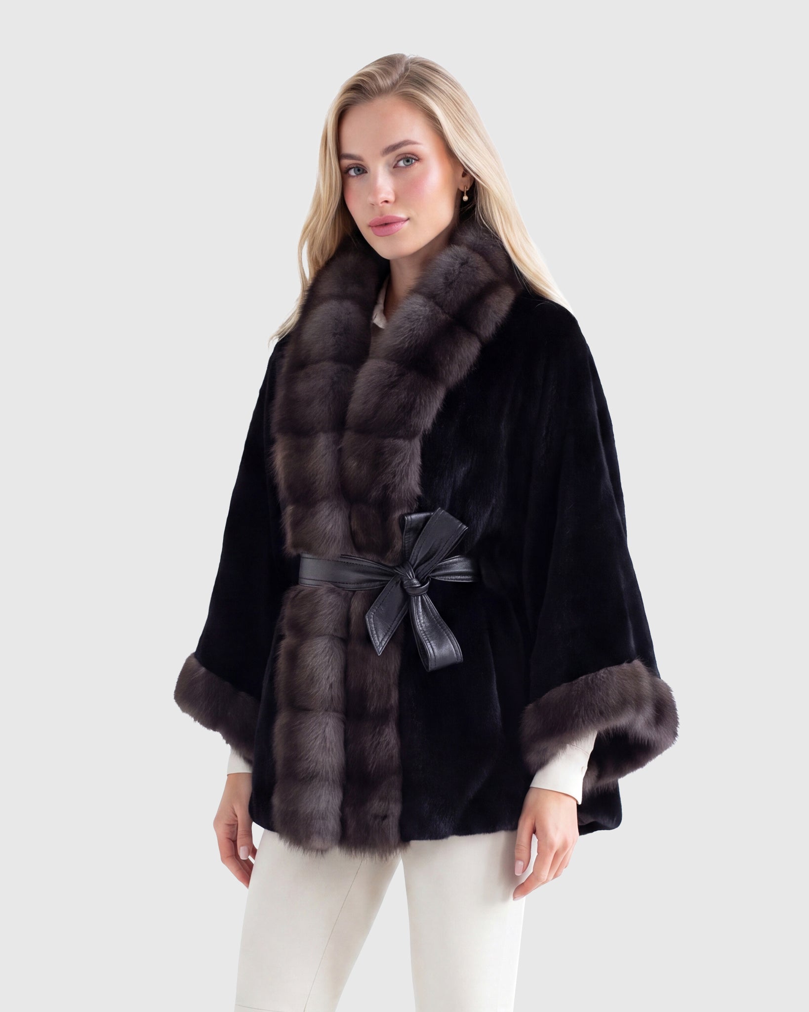 MINK JACKET WITH STONE MARTEN TUXEDO COLLAR & CUFFS