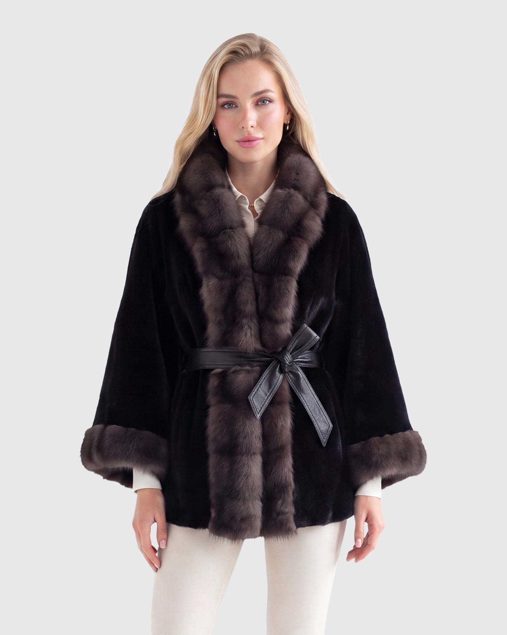 MINK JACKET WITH STONE MARTEN TUXEDO COLLAR & CUFFS