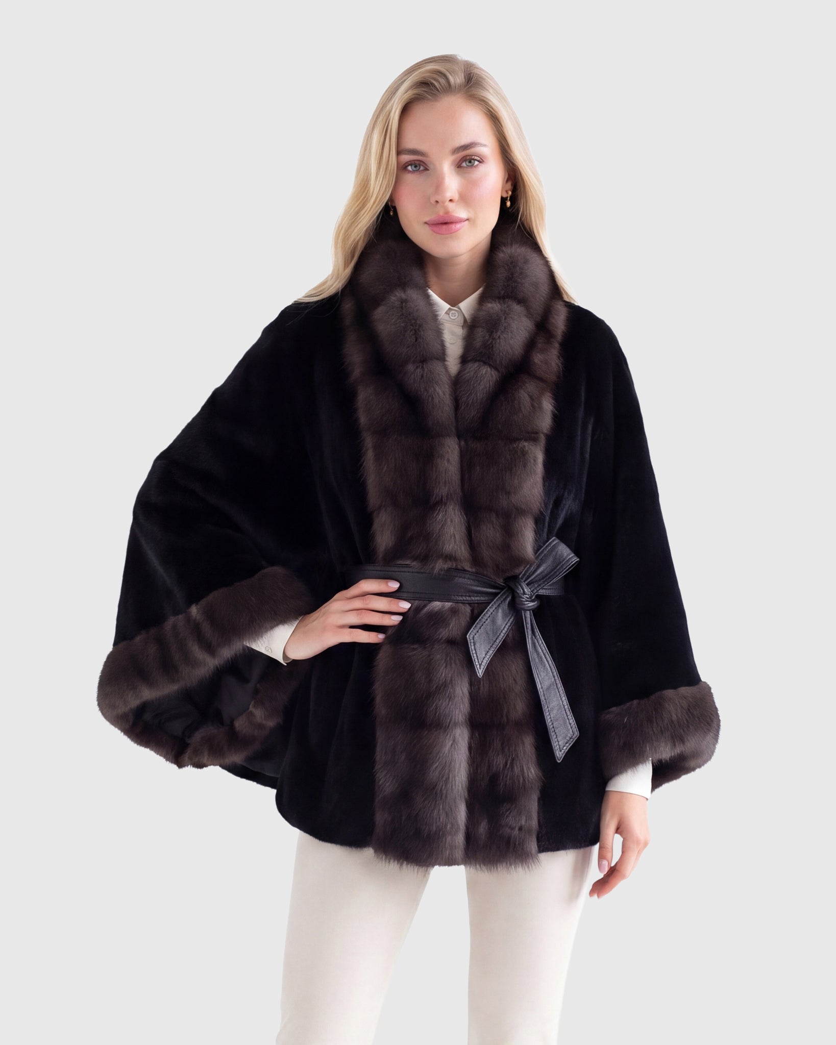 MINK JACKET WITH STONE MARTEN TUXEDO COLLAR & CUFFS