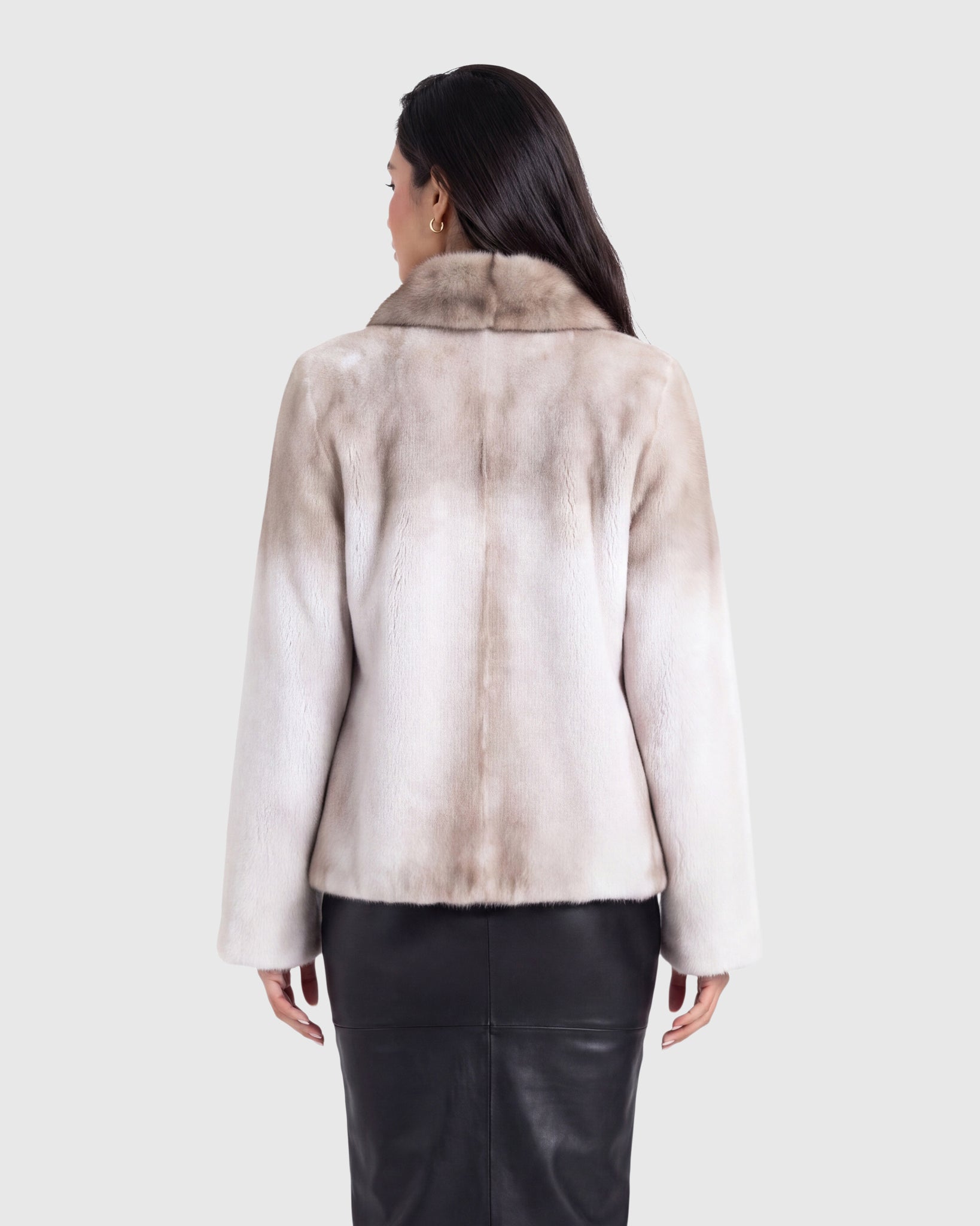 SEMI SHEARED MINK JACKET WITH STONE MARTEN COLLAR