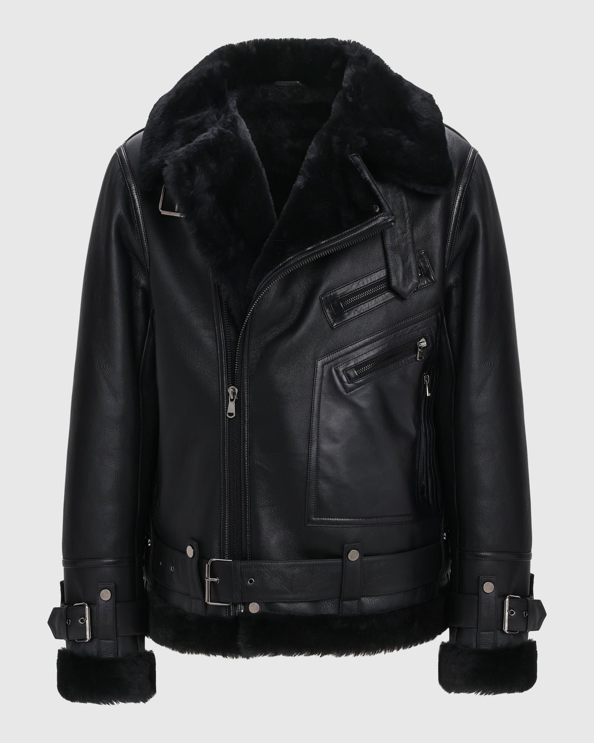 MEN'S SHEARLING LAMB MOTO ZIP JACKET