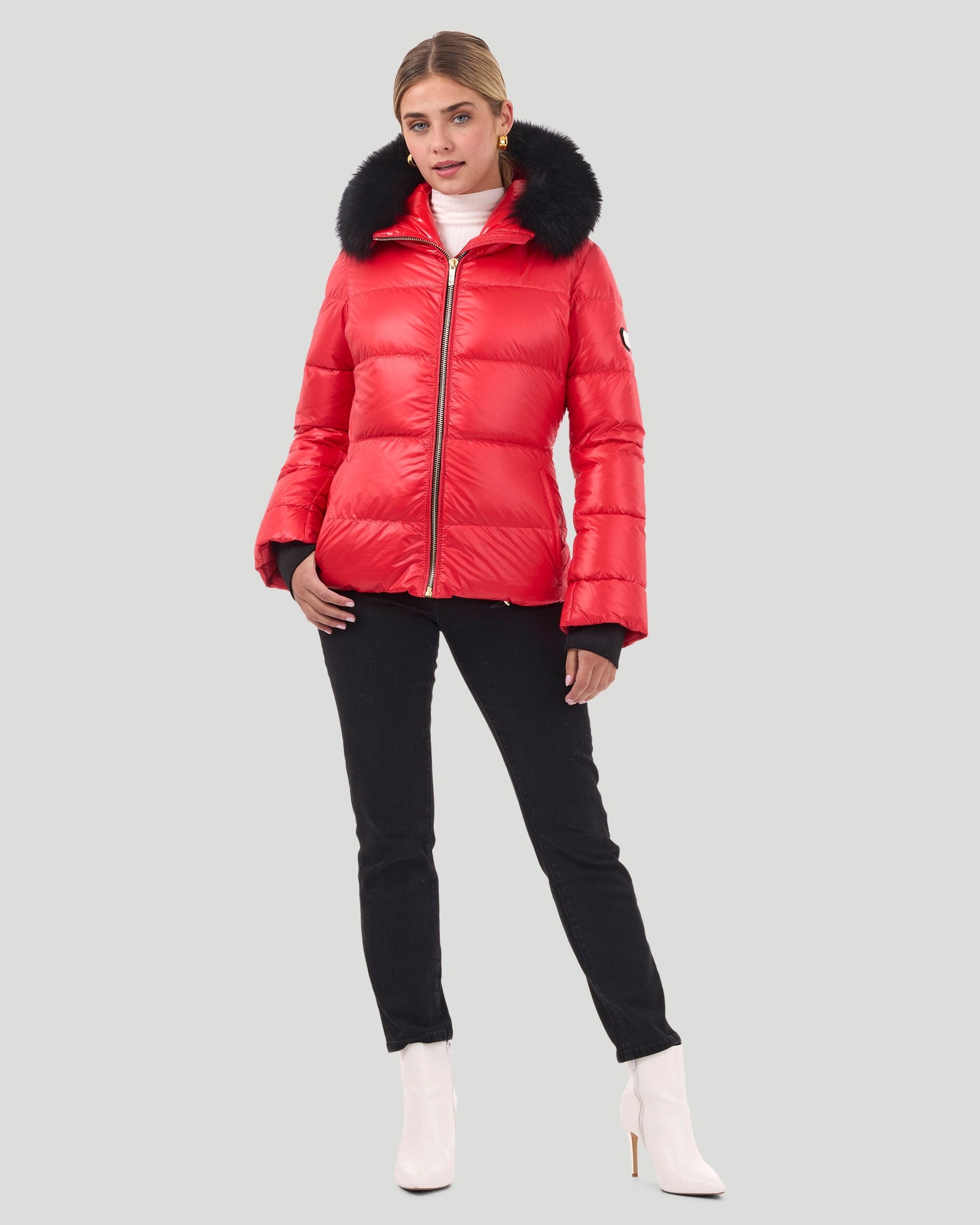 Apres Ski Jacket with Detachable Toscana Shearling Lamb Hood Trim