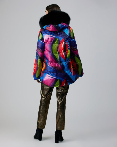 Après-Ski Reversible Jacket With Detachable Fox Hood Trim
