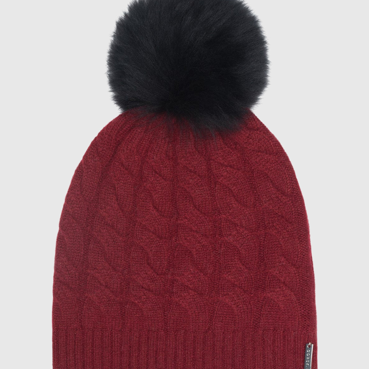 Cashmere Cable Knit Hat with Select Lamb Pompom display picture 3