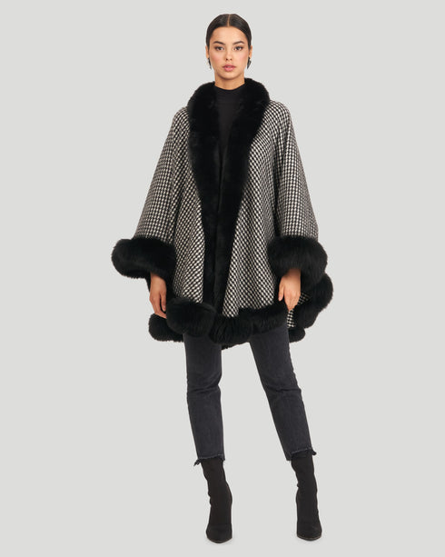 Cashmere Cape With Fox Trim