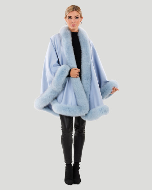 Cashmere Cape With Fox Trim