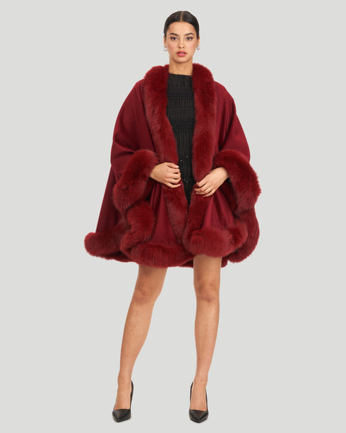 Cashmere Cape With Fox Trim