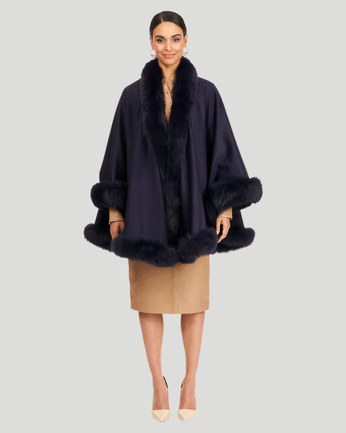 Cashmere Cape With Fox Trim