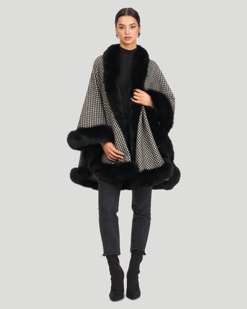 Cashmere Cape With Fox Trim