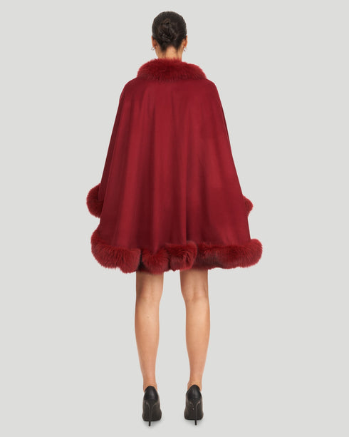 Cashmere Cape With Fox Trim