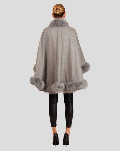 Cashmere Cape With Fox Trim