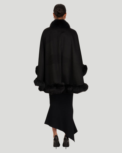Cashmere Cape With Fox Trim