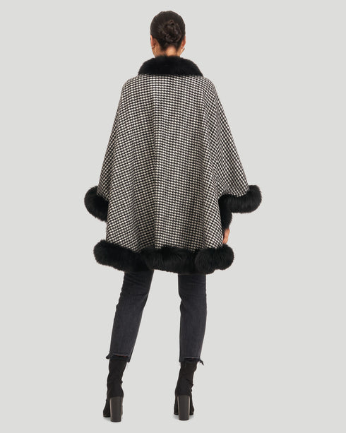 Cashmere Cape With Fox Trim