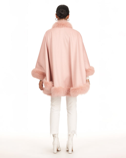 Cashmere Cape With Fox Trim