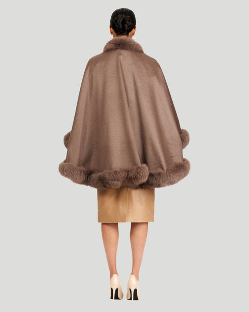 Cashmere Cape With Fox Trim
