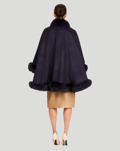 Cashmere Cape With Fox Trim