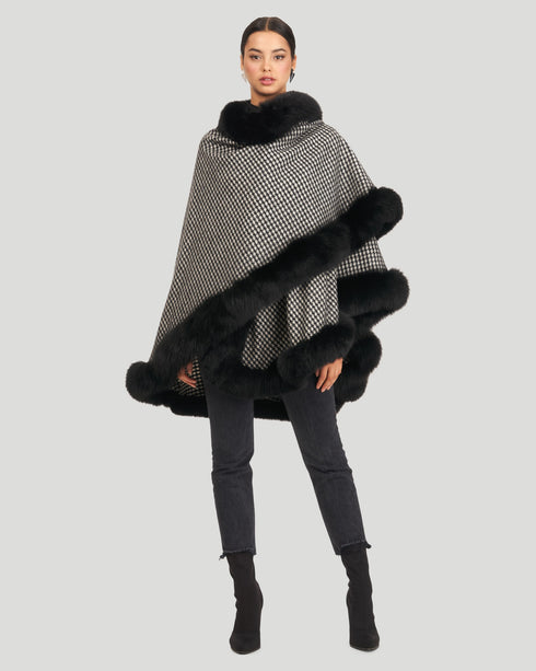 Cashmere Cape With Fox Trim