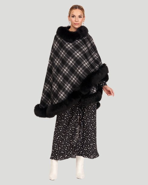 Cashmere Cape With Fox Trim