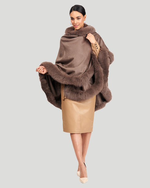 Cashmere Cape With Fox Trim