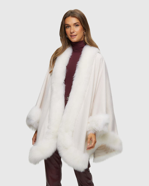 Cashmere Cape with Toscana Shearling Lamb Trim