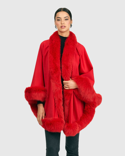 Cashmere Capelet with Shadow Fox Trim