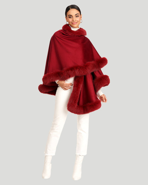 Cashmere Caplet With Fox Trim