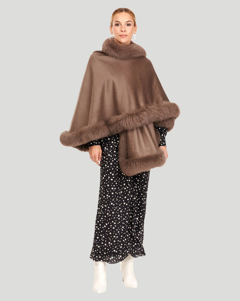 Cashmere Caplet With Fox Trim