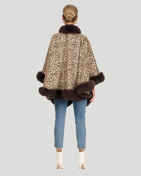 Cashmere Caplet With Fox Trim