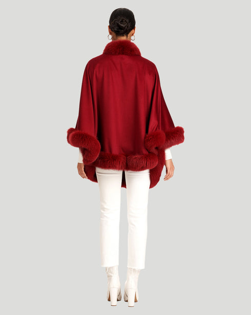 Cashmere Caplet With Fox Trim