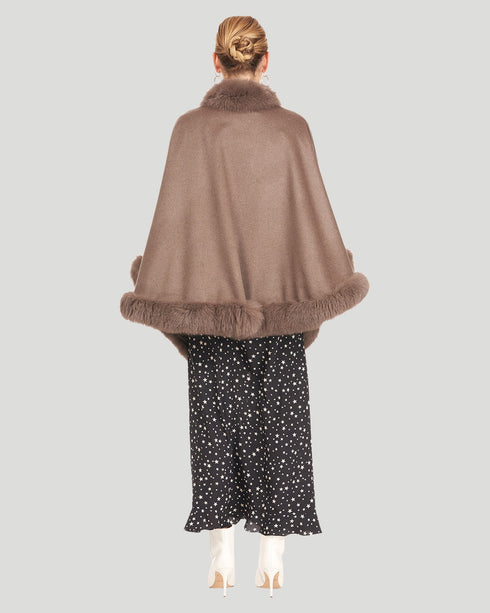Cashmere Caplet With Fox Trim