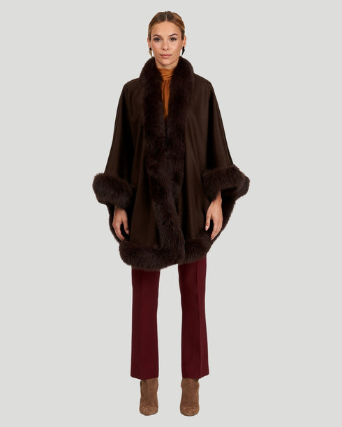 Cashmere Caplet With Fox Trim
